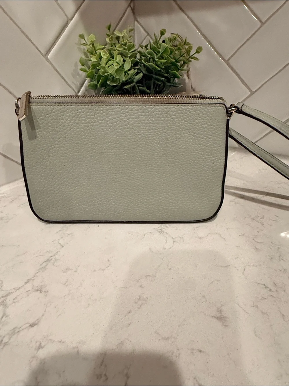 kate spade Pale Mint Leather Wristlet Clutch